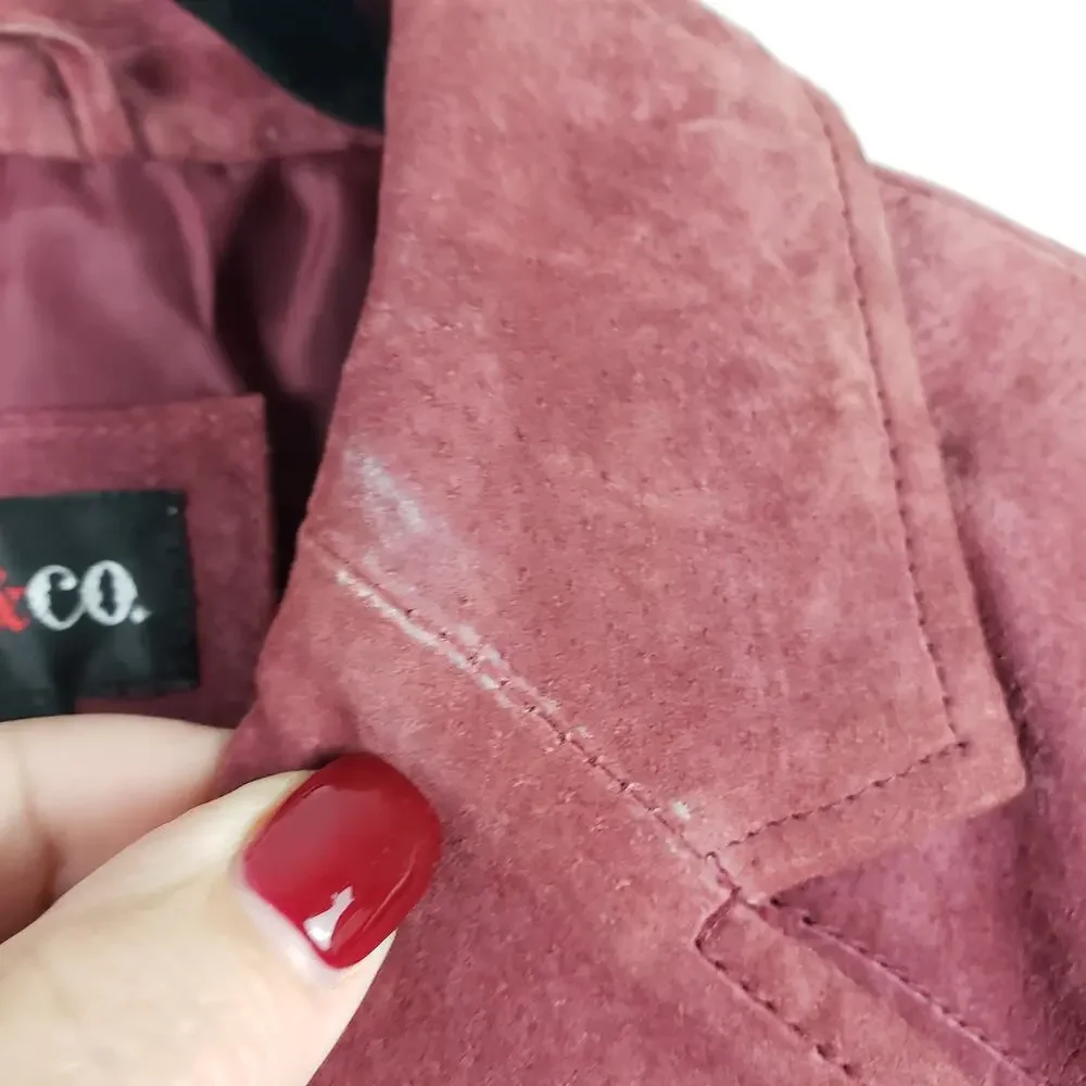 Style & Co Women's 14 Suede Leather Jacket Rusty Red Distressed‎ Western Boho - Picture 4 of 8